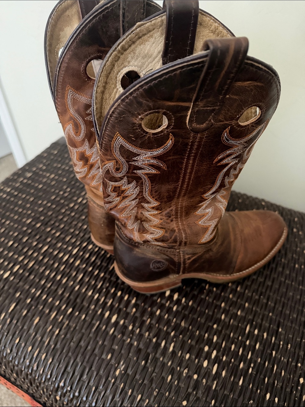 Double H Brown Leather Western Cowboy Boots - Picture 4 of 6
